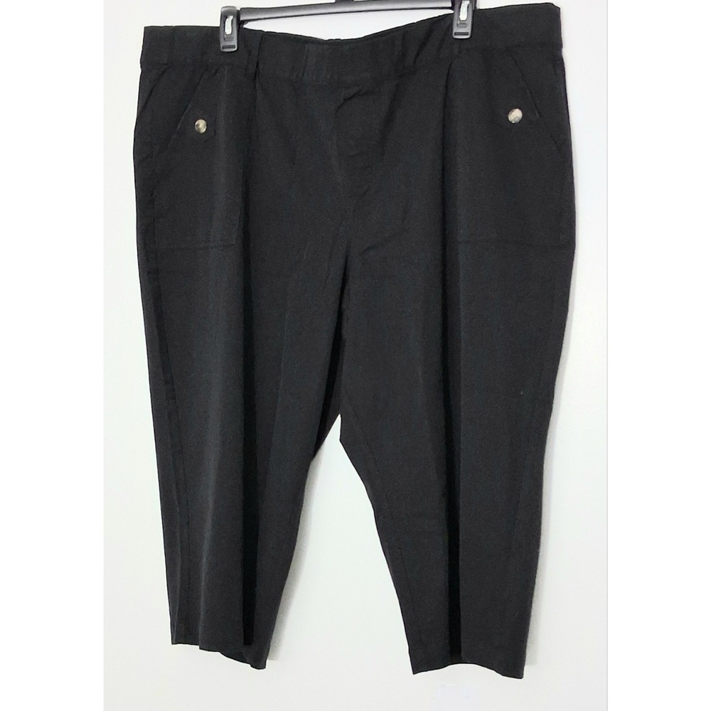 AnyBody Pants Women's Size 3XP Black‎ All-Stretch Twill Wide Leg Cropped NEW
